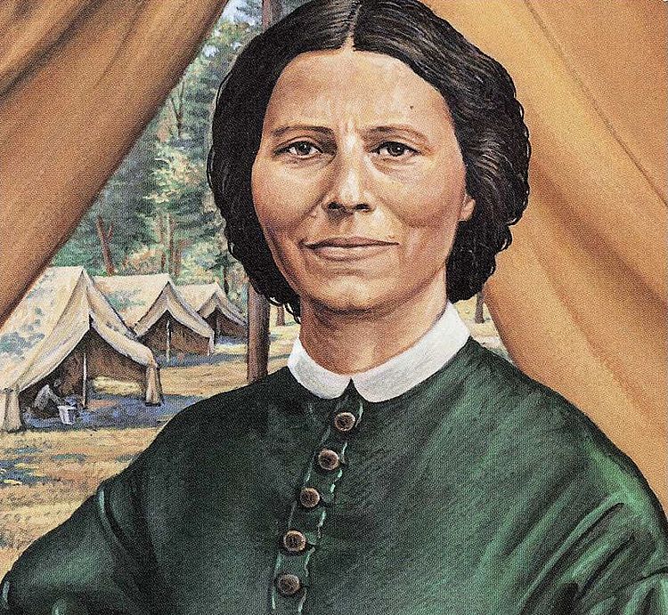 Porträt von Clara Barton (1821 - 1912), Rotkreuz-Museum Luckenwalde (Reproduktion: Jörg F. Müller / DRK)